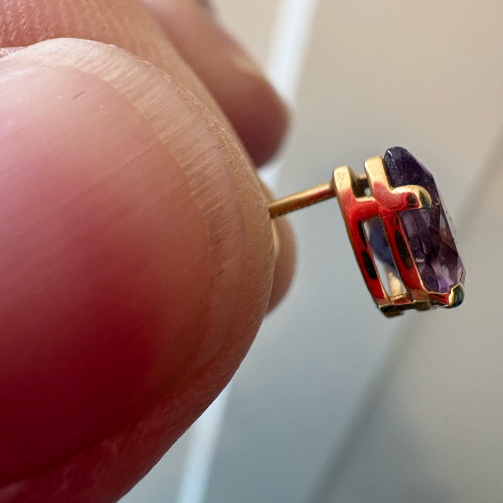 Elegant 14k Gold and Amethyst Teardrop Earrings - Picture 2 of 5